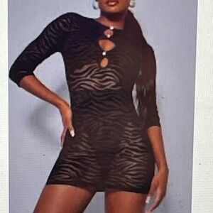 Prettylittlething Bodycon Zebra Print Mini Bodysuit Size 8 EUC